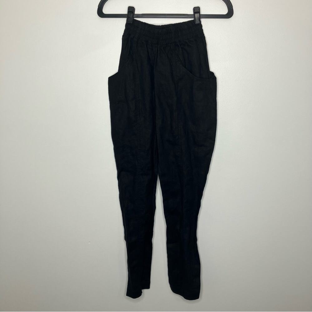 ELIZABETH SUZANN Black Linen Clyde Work Pant 000 Tall